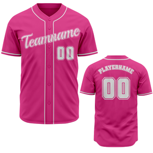 Camiseta de Béisbol Rosa de Manga Corta con Botones, Uniforme de Equipo Personalizado, Camiseta Deportiva Transpirable de Poliéster - Product Image 1