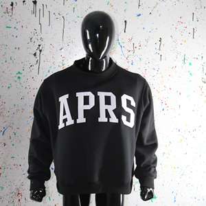 Sudadera APRS BLACK con cuello alto, 100% blanca, con apliques bordados, cuello ancho, hilos finos - Product Image 3