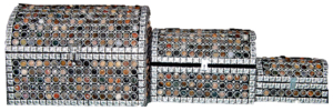 Luxury Multi Color Stone Studded <b>Storage</b> <b>Trunk</b> Set Decorative Jewelry Organizer Box Set of 3 for Home Decor - Product Image 2