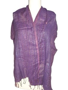 Châle à carreaux violet teint en fil, léger et décontracté, écharpe mi-longue pour femme, toutes saisons, usage quotidien - Product Image 2