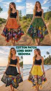 Summer Women's Silk/Cotton Patchwork Long <b>Skirt</b> | Casual Sweet <b>Boho</b> Maxi <b>Skirt</b> | Breathable Eco-Friendly Washable - Product Image 4