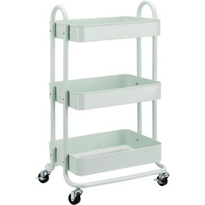 Carrello portaoggetti o da cucina a 3 ripiani in metallo verde menta - Product Image 1