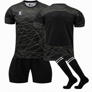 Wholesale Custom Sublimation Black Gold Soccer Uniform Set Quick Dry Breathable <b>Men</b> Women Adult Football Jersey Kit With <b>Socks</b> - Product Image 1