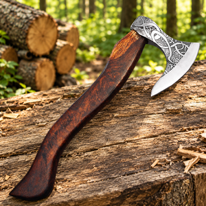 Hacha Vikinga de Acero al Carbono de Alta Calidad con Mango de Madera Forjado a Mano para Campismo al Aire Libre con Envío Gratuito - Product Image 1