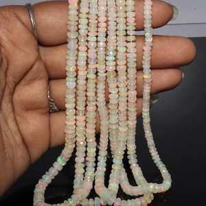 ลูกปัดโอปอลเอธิโอเปียทรงรอนเดลล์เจียระไนแบบมีประกาย ขนาด 3-5 มม. ลูกปัดพลอยโอปอลเอธิโอเปียธรรมชาติ 16 นิ้ว โอปอลไฟทรงรอนเดลล์แบบเม็ดเดี่ยว - Product Image 1