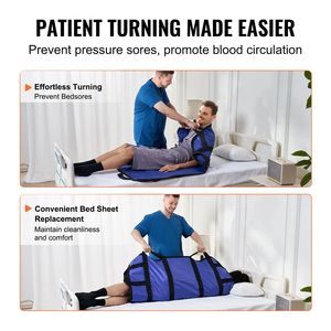 "8 Reinforced Handle Positioning <b>Bed</b> <b>Pad</b> 48x40" Lifting Turning Repositioning Sheet Washable Patient Transfer Electric Hoists" - Product Image 4