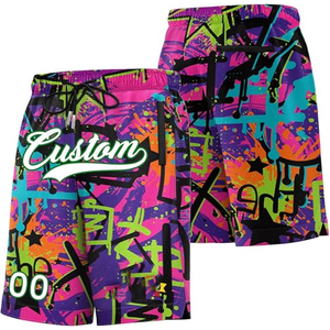 Shorts de bain personnalisés pour hommes, impression par sublimation, séchage rapide, cordon de serrage, taille élastique, style streetwear, numéro 00 - Product Image 4