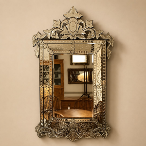 Miroir mural décoratif classique de style baroque vénitien |   Miroir en verre de style antique de luxe pour salon, hôtel et décoration intérieure - Product Image 2