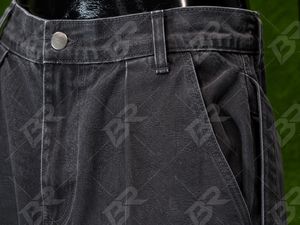 Pantalones vaqueros de mezclilla vintage para hombre, de cintura media, pierna ancha, lavado ácido, plisados, casuales, de ajuste holgado, tejidos, estilo streetwear de verano - Product Image 4