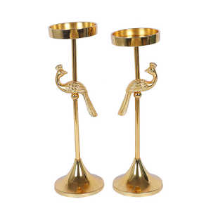 Handcrafted Gold Plated Aluminum <b>Tea</b> <b>Light</b> <b>Holder</b> Peacock Design Heat Resistant Tabletop Home Wedding Christmas Decoration - Product Image 2