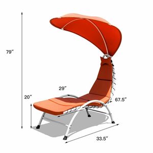 1PC Canopy-Attached Patio <b>Hammock</b> Chaise Lounger Chair for Sunbathing - Product Image 5