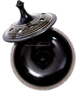 Hermoso Quemador de Incienso de Cono de Carbón Artístico de Latón Negro Sólido Tallado, Soporte para Dhoop Dani y Palo Santo en Múltiples Diseños - Product Image 3