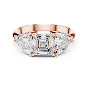 Diseño único con engaste de puntas, diamantes de laboratorio con corte Asscher y Trillion, joyería fina OEM para mujer, certificado GRA, joyería para mujer. - Product Image 3