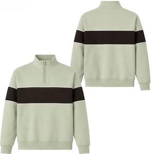 บริการ OEM เสื้อสเวตเชิ้ตผู้ชายแบบซิป 1/4  ผ้าฝ้าย 100% ตัดเย็บตามสั่ง ทรงหลวม เสื้อผ้าผู้ชาย - Product Image 2