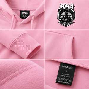 เสื้อสเวตเชิ้ตมีฮู้ดผ้าฟลีซสำหรับผู้ชายลายโลโก้ MMA สีชมพู ทรงปกติ ดีไซน์กระเป๋าเสื้อ สวมใส่สบายๆ สำหรับฤดูใบไม้ร่วง - Product Image 4