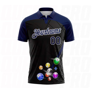 Camiseta Deportiva Personalizada de Billar en Negro, Azul Marino y Blanco, Transpirable, de Secado Rápido y con Sublimación - Product Image 2