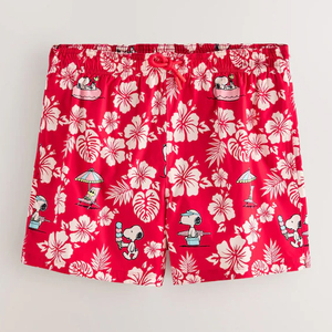 Shorts Rojos Estampados para Hombre, Traje de Baño Casual de Secado Rápido con Cierre de Cordón, Shorts Cortos con Estampado de Personajes - Product Image 1