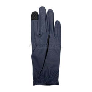 Gants d'équitation pour femmes en cuir avec strass, bleu foncé, à doigts entiers, antidérapants, avec poignets élastiques, compatibles écran tactile, pour l'hiver - Product Image 3