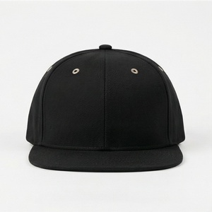 Gorra Snapback Negra de 6 Paneles, Unisex, de Sarga de Algodón, Visera Plana, Estilo Casual, Talla Adulto 58-60CM - Product Image 1