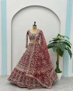 Lehenga Choli en tulle brodé de papillons, matériaux recyclés, couleurs vives, style traditionnel pour mariage, fête, Diwali - Product Image 6