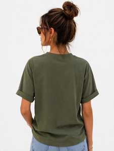 เสื้อยืดผู้หญิงฤดูร้อน สีกรมท่า ผ้าฝ้ายนุ่ม สวมใส่สบาย แขนสั้น ระบายอากาศได้ดี คุณภาพสูง ปรับแต่งได้ แฟชั่นเสื้อผ้า - Product Image 2