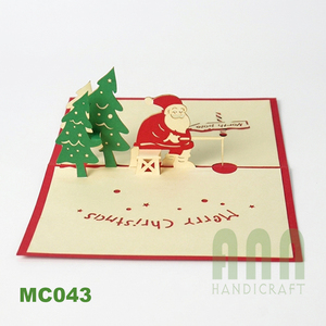 ANN HANDICRAFT, Tarjetas de Invitación Navideñas de Papel Cortado con Láser, Estilo Pop-Up 3D de Santa Claus Pescando, Hechas a Mano en Vietnam - Product Image 5