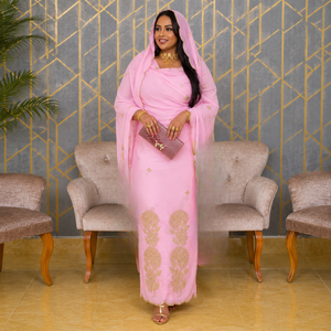 Toub soudanais de qualité supérieure, tissu en voile 100% coton |   Tissu de robe africaine élégant brodé avec des motifs floraux, doux et respirant - Product Image 2