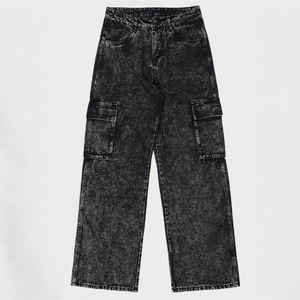Pantalones Cargo de Mezclilla de Algodón con Lavado Ácido, Estilo Streetwear, de Alta Calidad OEM, con Múltiples Bolsillos, Corte Holgado y Recto para Hombre - Product Image 5