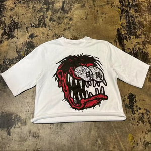 เสื้อยืดผู้ชาย ผ้าฝ้าย 100% คุณภาพสูง สไตล์โอเวอร์ไซส์ สตรีทแวร์ 280GSM ลายกราฟิกประดับเพชร - Product Image 2