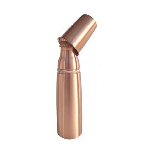 Bouteille d'eau en cuivre pur avec couvercle en verre, impression simple, écologique, idéale pour les pique-niques, les voyages, le bureau, la consommation quotidienne, bonne pour la santé - Product Image 1