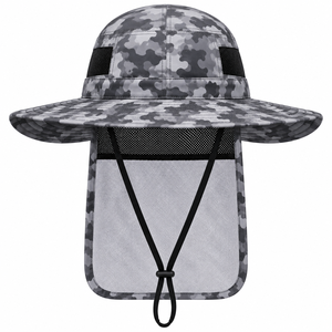 Custom Fishing <b>Hat</b> <b>Sun</b> Protection Boonie <b>Hat</b> Wide Brim Bucket <b>Hat</b> <b>Neck</b> <b>Flap</b> Camo Pattern Custom Outdoor Safari Fishing Cap - Product Image 1