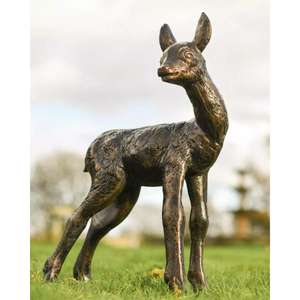 Adorno de Cierva de Bronce, Artesanía en Metal, Decoración de Jardín, Escultura de Cierva Cachorra de Tamaño Pequeño, Hecha a Mano - Product Image 4