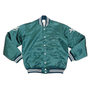 Custom Unisex Varsity Jacket 100% Silk Windproof Waterproof Reversible Crew Neck <b>Covered</b> <b>Buttons</b> Soft Lining Custom Embroidery - Product Image 1