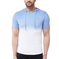 T-shirt à capuche pour homme, imprimé personnalisé, dégradé de couleurs, surdimensionné, décontracté, hiver, 100% coton, tricoté, respirant, coupe-vent, avec poche