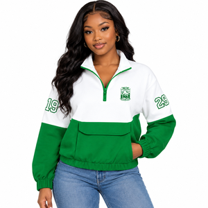 Pull à col zippé personnalisé Chi Eta Phi Sorority, vert et jaune, avec logo brodé, décontracté, pour femme, vêtements grecs - Product Image 3