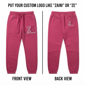 <b>Men</b> Premium 350 GSM Cotton Fleece Jogger Pants Pink Custom Rhinestone Logo <b>Elastic</b> Cuff Drawstring Casual Streetwear <b>Trousers</b> - Product Image 1