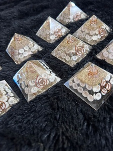 <b>Orgonite</b> Pyramid gomti chakra With Gold Spiral And White Inlays For Energy Healing Art Collectible Crystal Stone Craft - Product Image 3