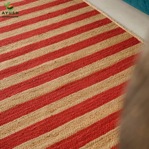 พรมลายเรียบง่าย ทำจากเส้นใยปอกระเจาธรรมชาติ 100% พรมสั่งทำพิเศษจากอินเดีย สำหรับห้องนอนและห้องรับแขก - Product Image 4