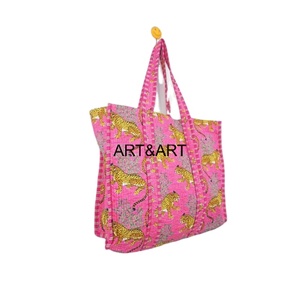 Style bohème écologique femmes coton matelassé sac fourre-tout hiver automne sac à provisions avec Animal imprimé lavable sac à bandoulière - Product Image 3