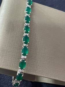Green Onyx Tennis <b>Bracelet</b> 925 Sterling Silver Channel Setting Women's Classic Style Everyday Wear - Product Image 4