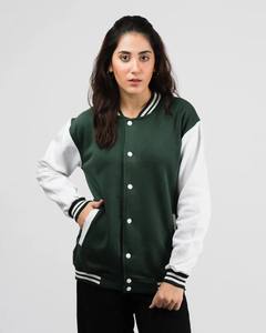 Veste universitaire marron et crème pour femme, manches longues, boutonnée, design contrasté, pour l'automne - Product Image 4