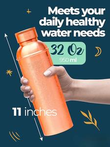 Auténtica Botella de Agua de Cobre de Diseño Ayurvédico de 34 Oz/1000 ml con Bolsa de Lona y Funda para Transportar para Beber Agua - Product Image 5