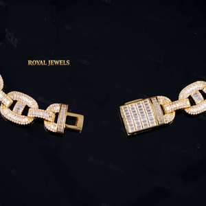 <b>Iced</b> <b>Out</b> Moissanite Cuban Link <b>Chain</b> 925 Sterling Silver Oval Link Necklace Hip Hop Jewelry for Men Women - Product Image 2
