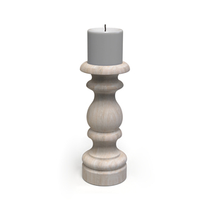 ที่วางเทียนไม้ทรงเสา ฐานลายร่อง งานแฮนด์เมด ดีไซน์ทันสมัย ตกแต่งบ้าน - Product Image 1
