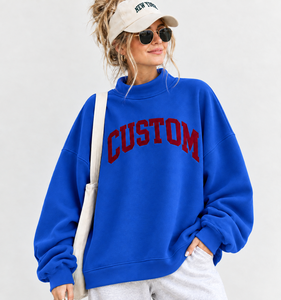 Sweat-shirt à col montant en tissu polaire biologique pour femme, disponible en différentes couleurs, avec impression de logo personnalisée – Meilleures ventes - Product Image 1