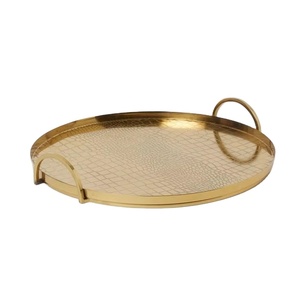 ขายดีถาดทองสี่เหลี่ยมมันวาวพร้อมที่จับแบบตัดออกสำหรับของขวัญวันอีดและการจัดแสดงอาหารเดือนรอมฎอนที่ทันสมัยสินค้าพรีเมียม - Product Image 1