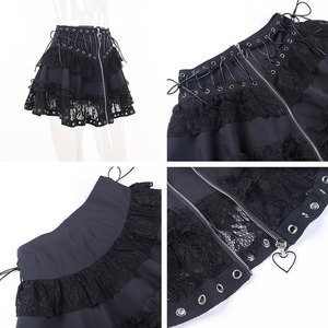 Top Selling Gothic <b>Skirt</b> Women's <b>Black</b> Goth Mini <b>Skirt</b> <b>Layered</b> Mesh Grunge Floral Lace <b>Skirts</b> Custom OEM ODM - Product Image 6