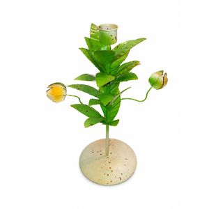 Vintage Handmade Metal Floral Candle Holder Stand Decorative Flower Leaf Design Tabletop Tealight Candle Holder for Home Decor - Product Image 1