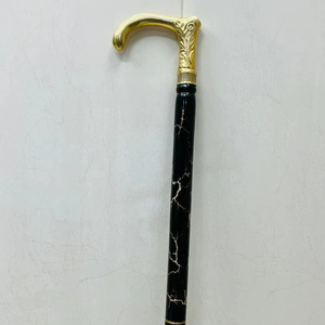 Bastón Plegable de 3 Secciones, Multifuncional, con Mango de Latón Victoriano y Madera de Palisandro Negro Tallada, Pulido, 37 Pulgadas (Aprox.) MUNDO ANTIGUO - Product Image 1