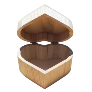 Caja de madera ecológica sin acabar con forma de corazón, venta al por mayor, caja de regalo de madera natural para guardar joyas, embalaje para el Día de San Valentín - Product Image 1